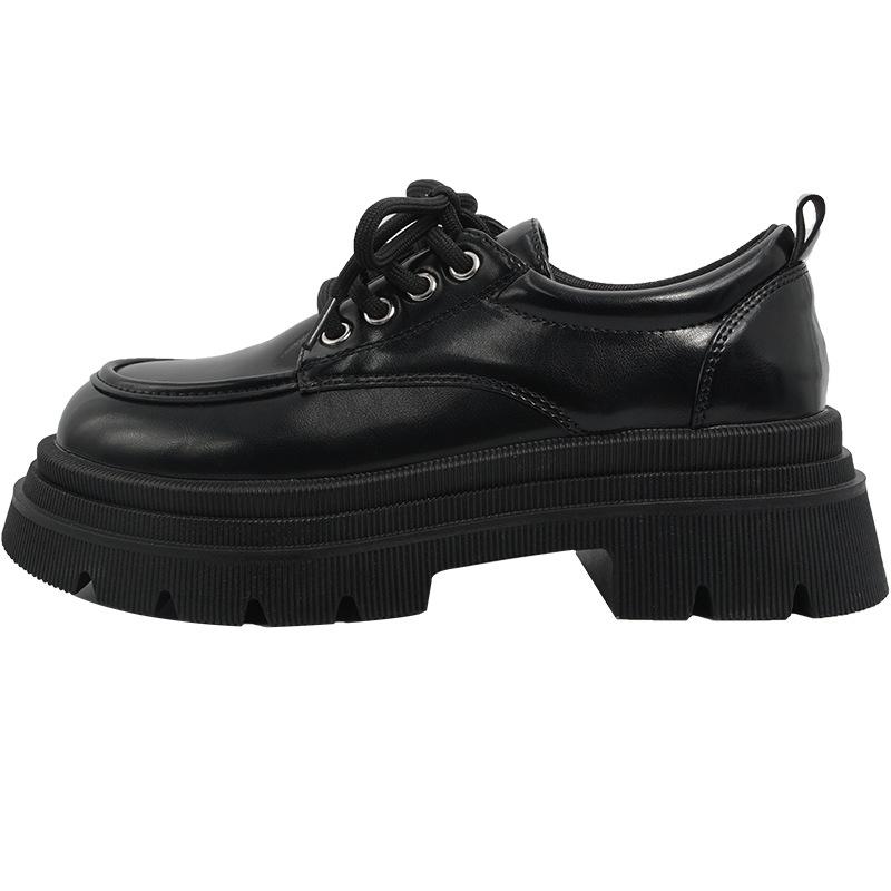 White Retro French Lace-up Small Leather Shoes Women's Autumn and Winter 2025 New Platform British Style Versatile Mary Jane Single Shoes