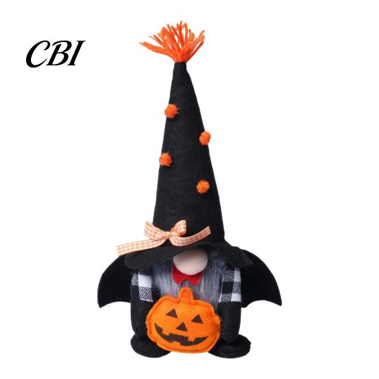 Soft Plush Centerpieces Halloween Gnome Decoration, Spooky Orange Black Boo Pumpkin Swedish Tomte Festive Table Decor Figurine, Elf Dwarf Ornaments