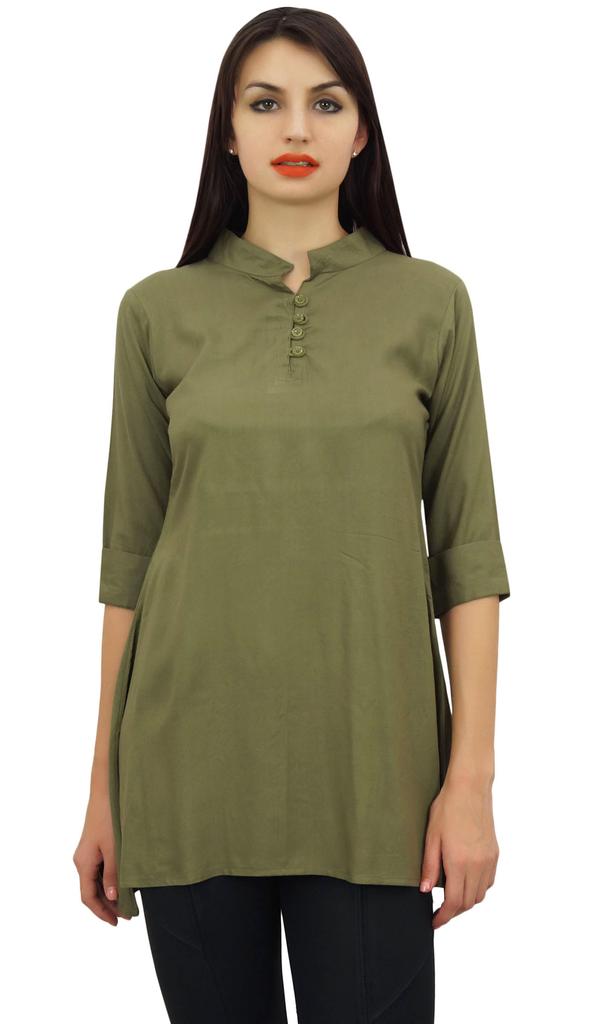 Phagun Женская черная хлопковая модальная блузка с рукавами 3-4 на пуговицах, верхняя часть рубашки -