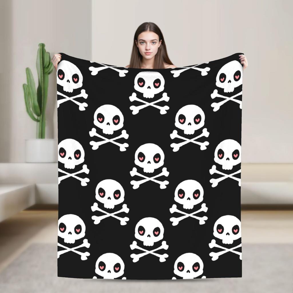 Sugar Skull Day of the Dead Blankets Gothic Mexican Skeleton Halloween Flannel Funny Warm Throw Blankets for Home Spring/Autumn