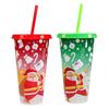 710 мл Рождественские стаканчики с изменяющимися цветами и крышками-соломинками Многоразовые пищевые стаканчики с дизайном Санта-Клауса для взрослых и детей Предотвращают соскальзывание трубочки Герметичные