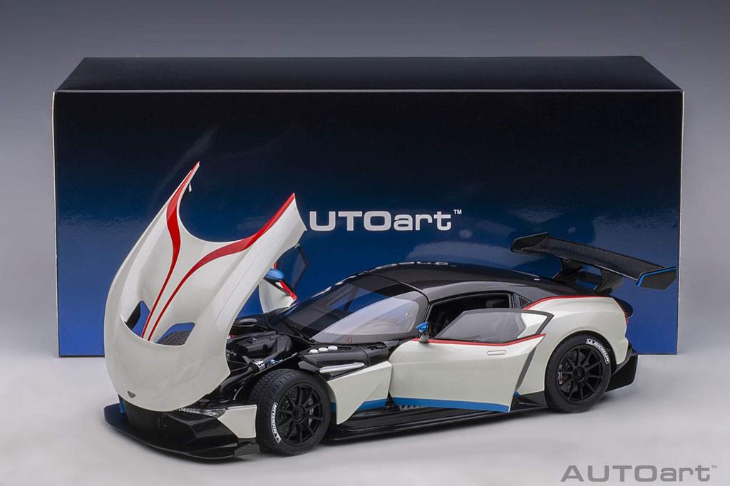 AUTOart 1/18 Scale Aston Martin Vulcan Metallic White with Blue & Red Stripes (Finished Product)