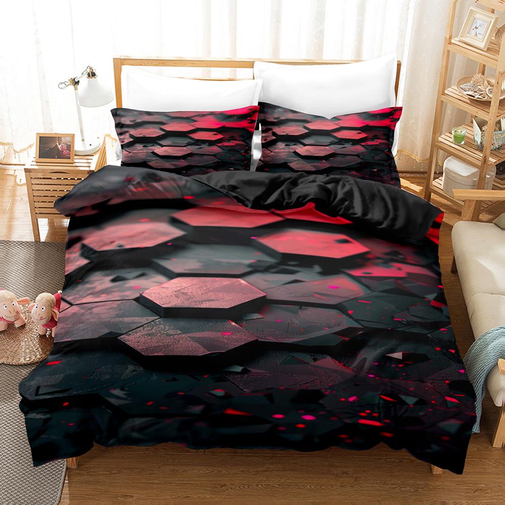 Красочный светящийся полигональный сетчатый узор Постельное белье Комплект Пододеяльник Комплект с наволочками Кинг Квин Твин Двуспальный размер Комплект одеяла