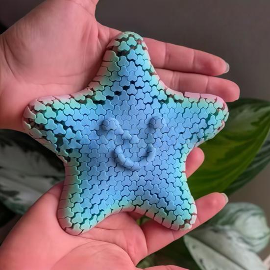 Sensory Fidget Star 3D Printed Articulated Toy Stress Relief Fidget Focus Smoothly Moving Segments No Assembly Needed Hand Therapy Toy