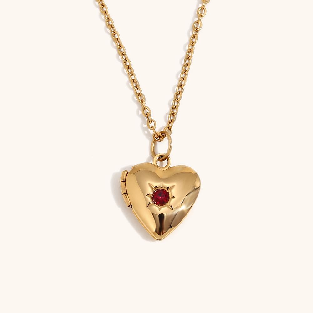 Фото-кулон из нержавеющей стали с покрытием 18 карат Золотом, Ожерелье с камнем рождения, Персонализированные украшения для пары, Любовь, Подарки для женщин, Мамы на День Матери