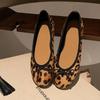 Autumn and Winter Fashion Versatile Classic Round Head Light Mouth Versatile Bow Leopard Print Flat Sole Shoes Women