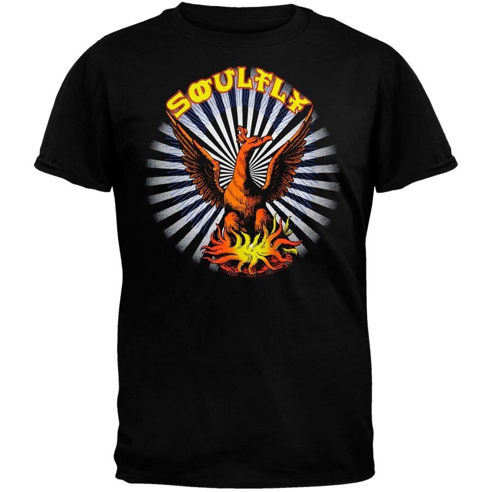 Винтажная футболка Soulfly Band Phoenix из плотного хлопка, черная, унисекс, полный размер, C052