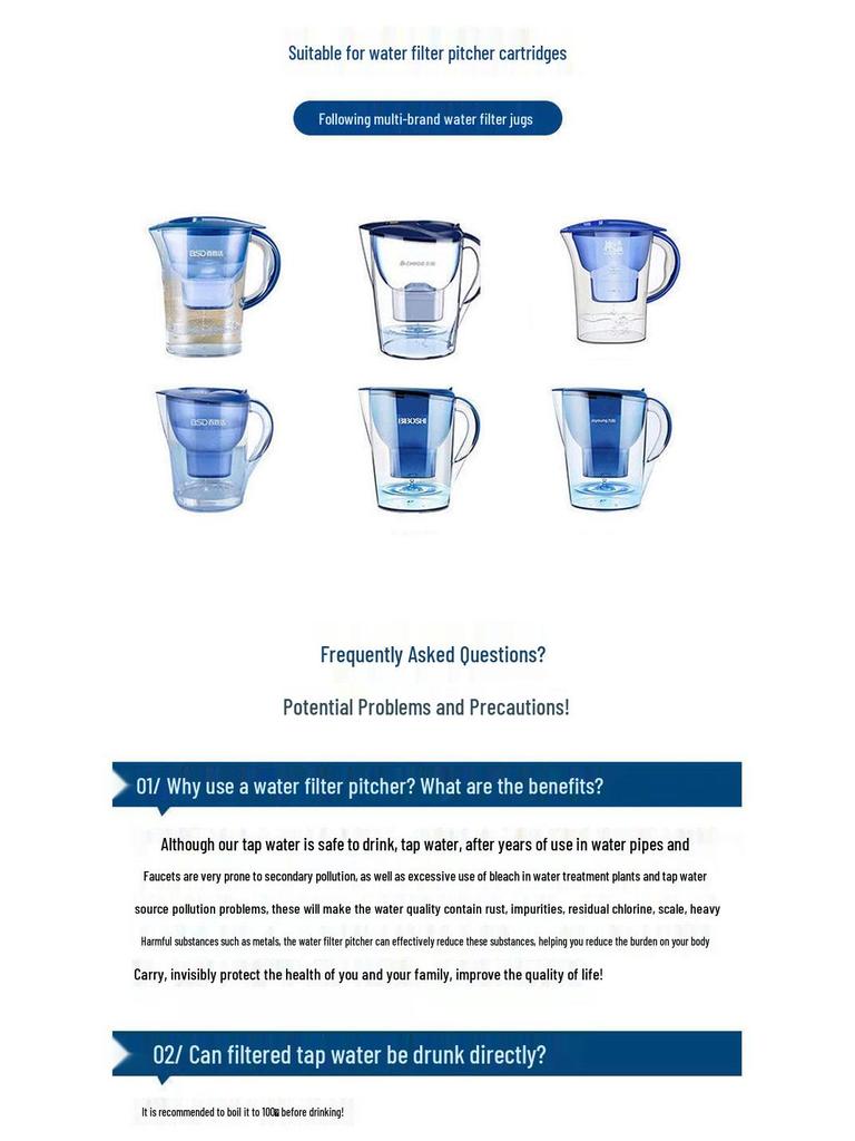 Кувшин-фильтр для воды с угольным фильтром для кухни