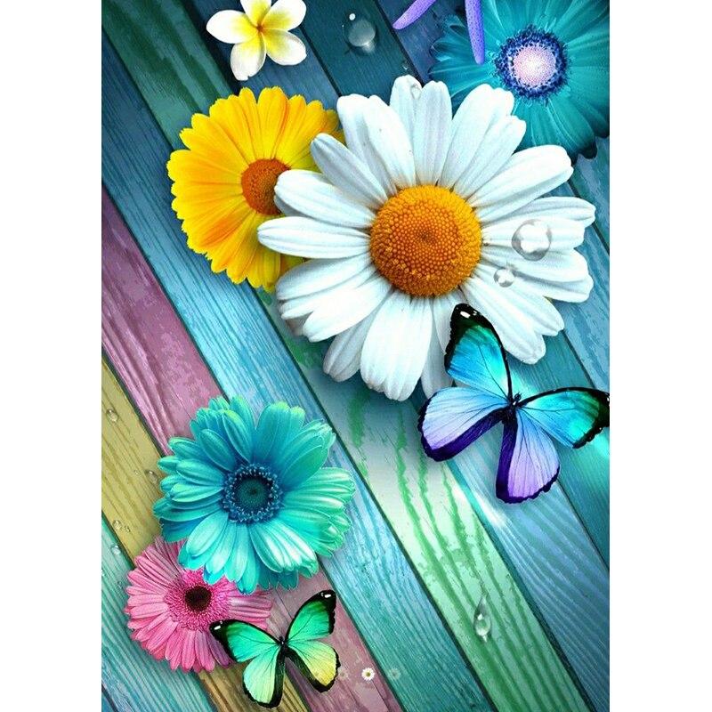 5D DIY Алмазная картина Свежий цветок Алмазная вышивка Цветочная сцена Вышивка крестом Полный круглый дрель Домашний декор Ручной подарок