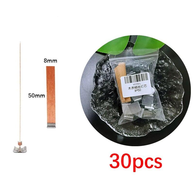 30 шт. деревянного фитиля для свечей с зажимным основанием, плетеный горящий бездымный фитиль для свечей, инструмент для центрирования свечей