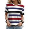 Fashion Women's T-Shirt Stripe Woman T-Shirt Summer Round Neck Short Sleeve Tops Girl Loose Casual Loose Oversize Clothes
