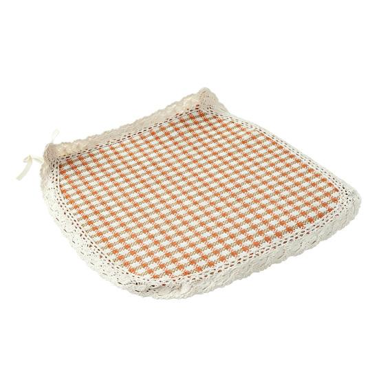 Decorative Seat Mat for Rattan Chairs Cotton Linen Chair Pad with Ties, Striped Plaid Comfortable Pads Patio Lace Trim, Breathable Dining Office Soft