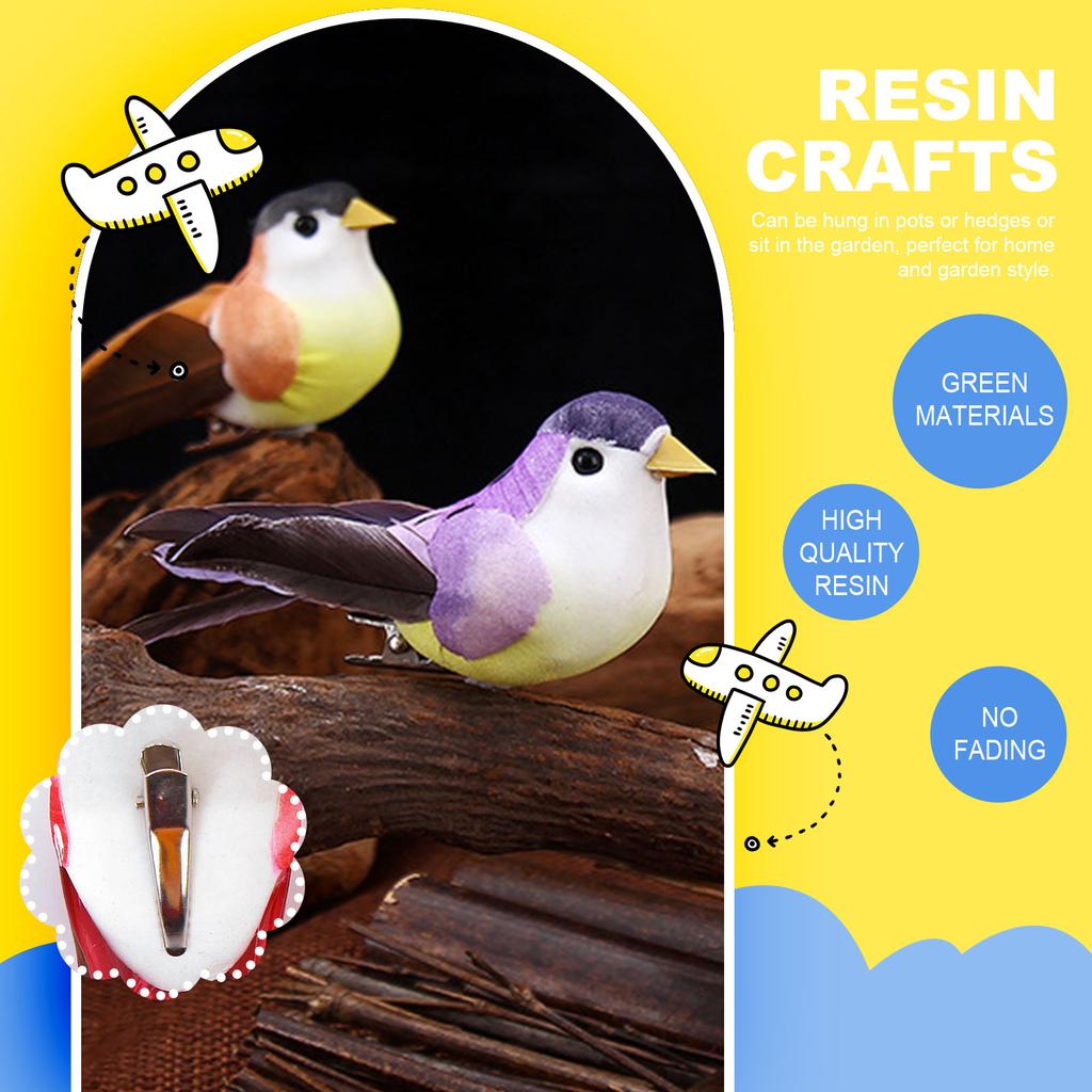 Tree Decor Mini Artificial Foam Bird 12pcs Mini Sparrow Clip on Ornaments Garden Bird Ornaments for DIY Crafts Party Accessories