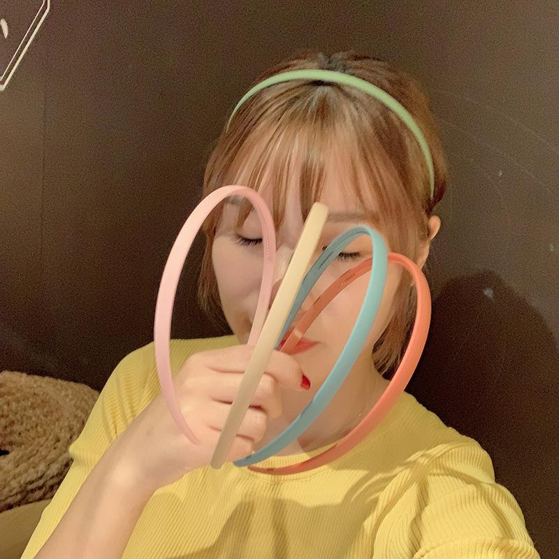 Модные повязки для волос для женщин, ободок, разноцветные однотонные, нескользящие, с тонким краем, повязка на голову, обруч для волос для девочек, повязка для волос, аксессуары для волос