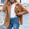 Plush Jacket, Lapel, Loose Fit, Woolen Sweater, Women's Casual Jacket