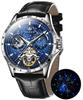 Часы OLEVS Cool Starry Sky Automatic Watch Mechanical Luxury Leather Remesh Skin Remesh Водонепроницаемые часы для мужчин Мужские синие...