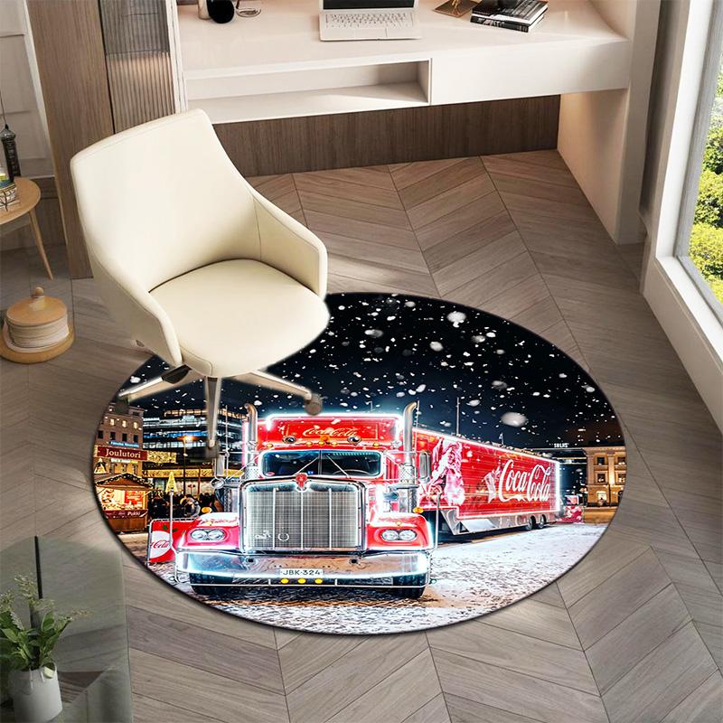 Christmas Gift Halloween Theme Bear Truck Coca Cola Round Carpet Soft Home Decoration Corridor Table and Chair Anti slip Outdoor Floor Mat Carpet H18