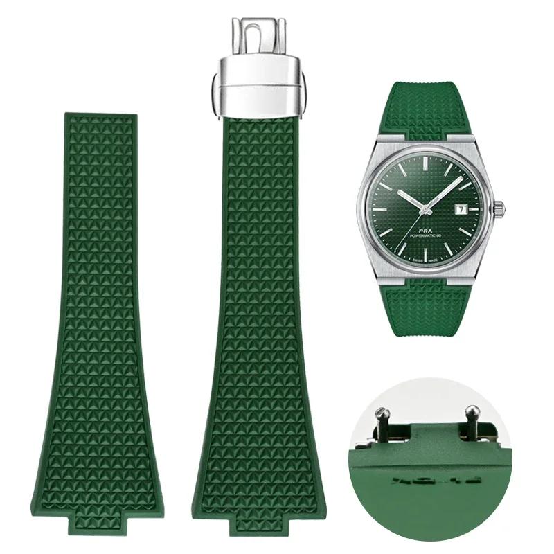 Ремешок для часов с быстрой заменой для серии Tissot PRX 11 мм 12 мм T137.407/T137.410 Super Player Фторкаучук FKM Ремешок Браслет
