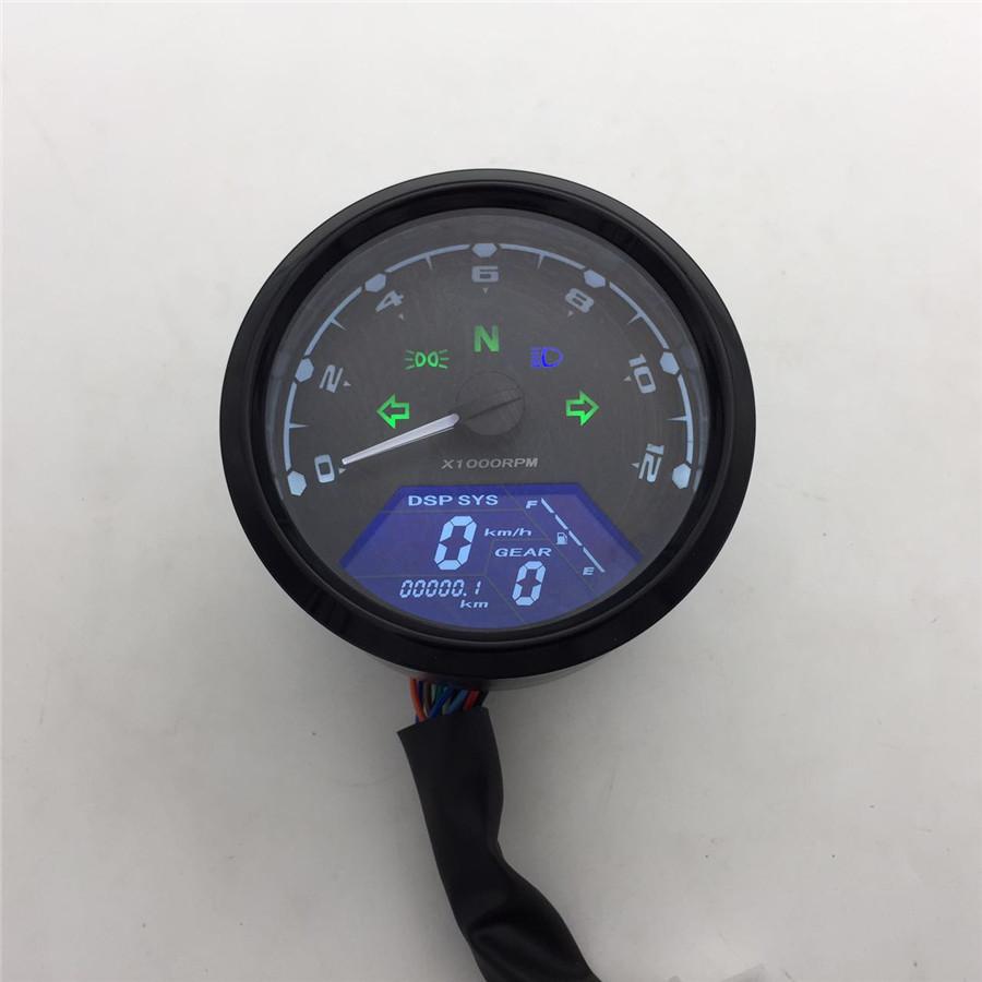 12000RPM Motorcycle Universal LCD Signal Speedometer Tachometer Odometer Gauge f