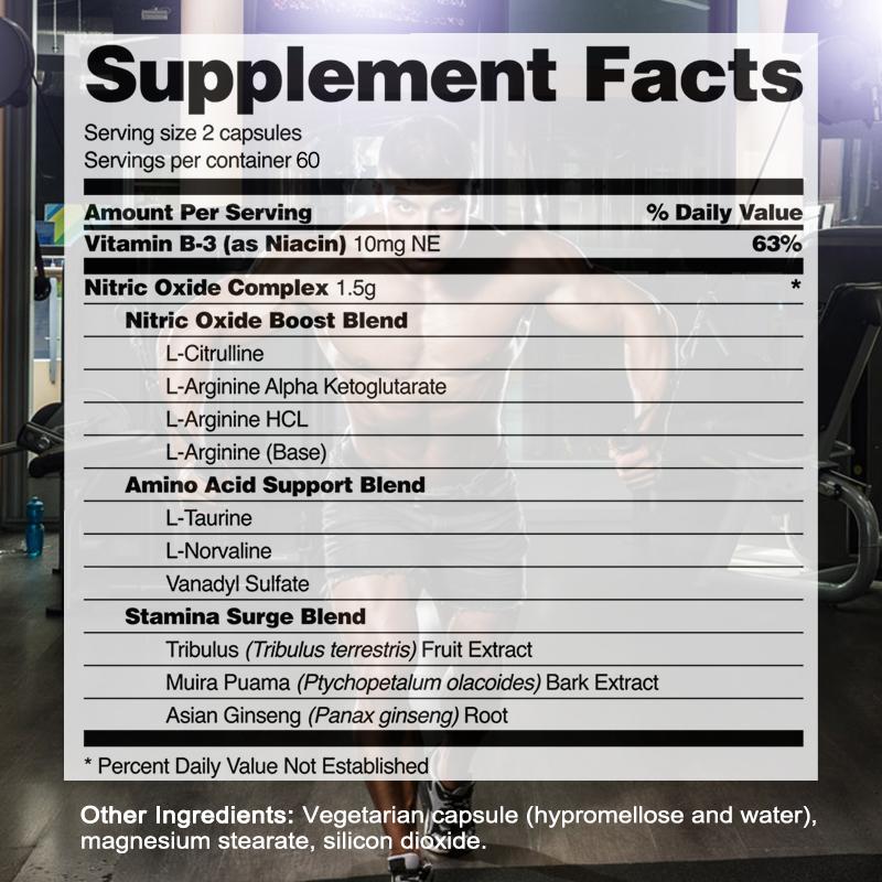 Vitamin B3, L-citrulline, ginseng root 120 Capsules Dietary Supplement