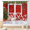 Christmas Tree Curtains, Red Xmas New Year Winter Snowflakes Merry Christmas Tree Shaped Party Decor Window Drapery Treatments