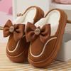 Women's Warm Home Slippers Cute Autumn Winter New Arrival Bow Thick Plush Non-Slip Soft Slippers Bedroom Platform Ladies Slides