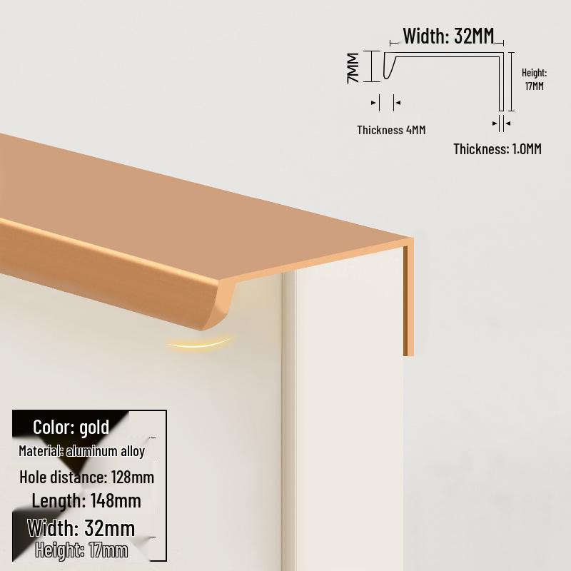 Concealed Edge-Banding Cabinet Door and Drawer Handle