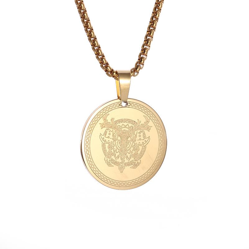 European and American Popular Sheep Head Hang Nordic Mythology Stainless Steel Simple Trendy Personalized Geometric Necklace