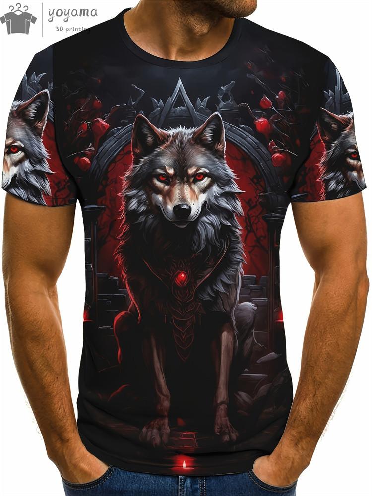 Men's T-Shirts Short Sleeve Beasts Graphic 3D Animal Printed Street Style Man Tops Oversized T-Shirt Casual O-Neck Harajuku Tee