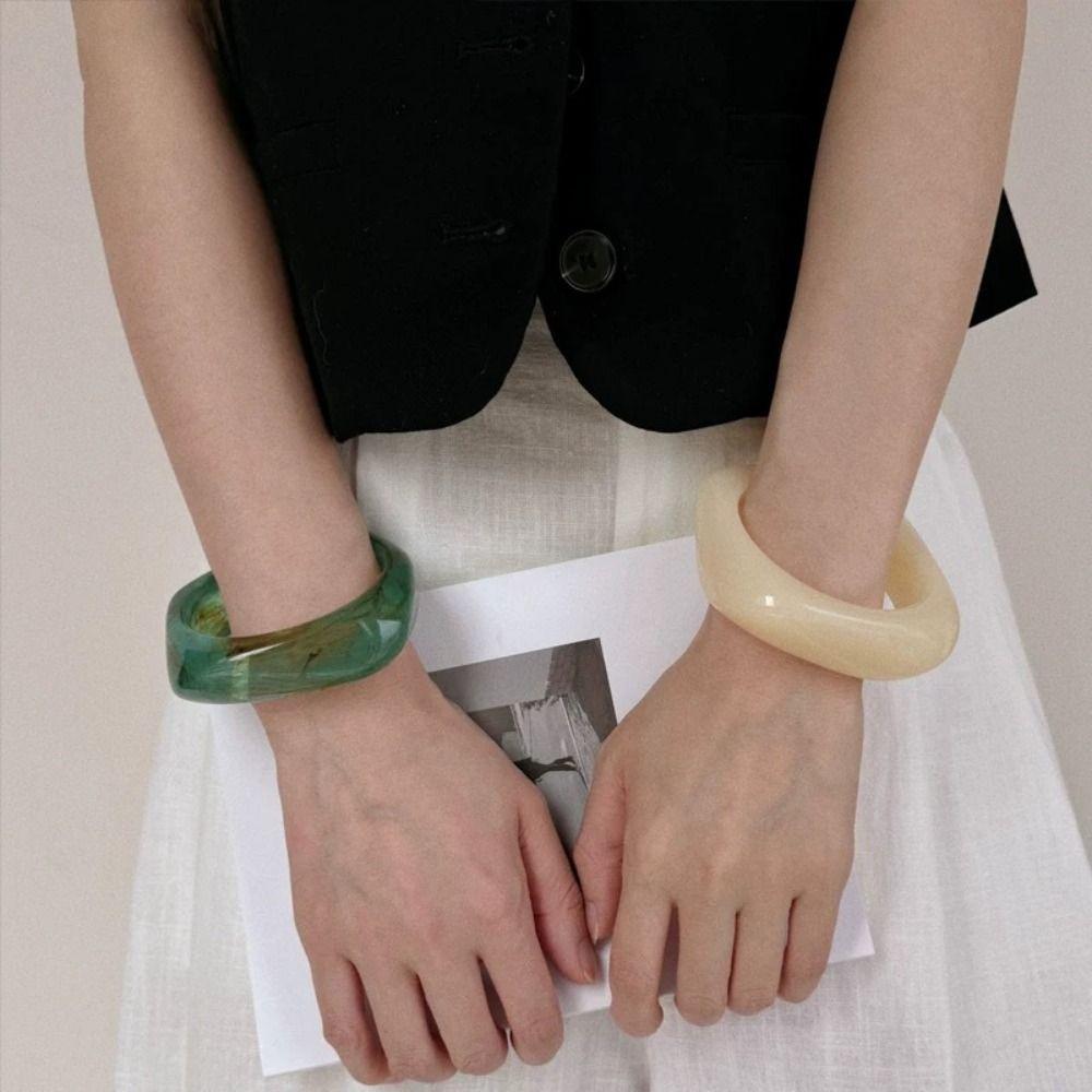 Богемный нерегулярный широкий браслет в европейском американском стиле ретро-кольцо на руку массивный браслет из смолы для женщин