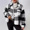 Plaid Pattern Faux Fur Coat, Casual Long Sleeve Outwear For Fall & Winter, Women's Clothing