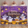 One happy Halloween polyester flag - with ghost and pumpkin designs, in vibrant purple backgroundzyc