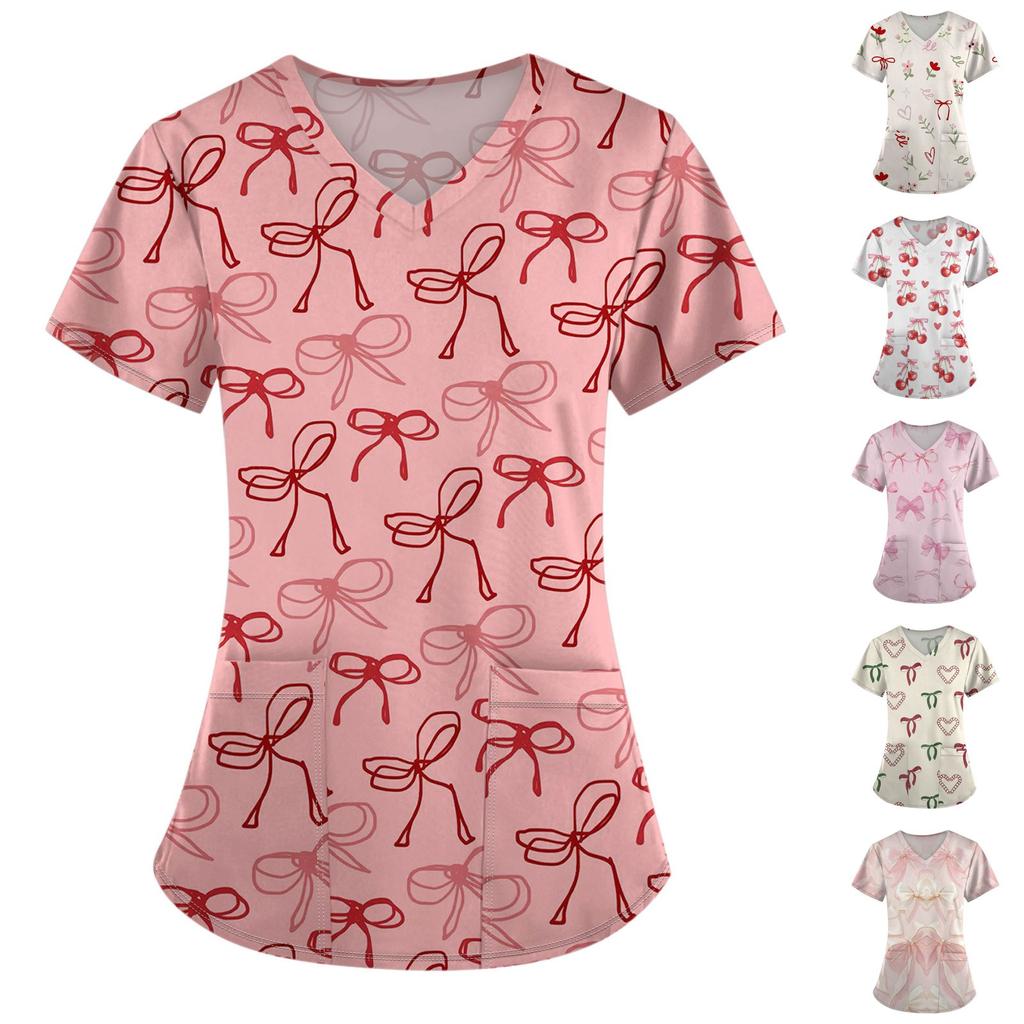 Женский модный комбинезон с короткими рукавами и принтом в виде банта и карманами