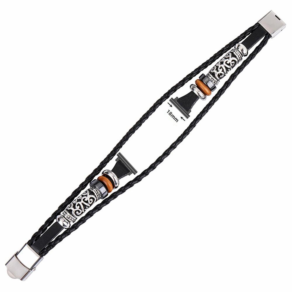 Для Huawei Watch GT 4 41мм/Garmin Venu 3S Этнический ремешок-браслет 18мм Кожа+Металл Наручный ремешок