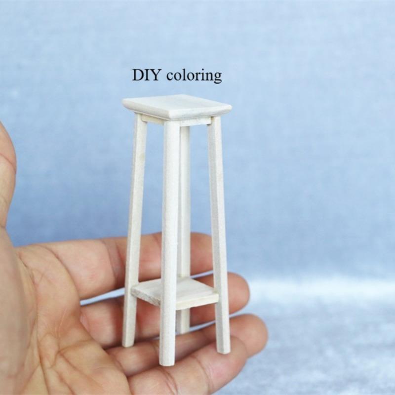 1/12 Scale Miniature Wooden High Stool Model Ornament - DIY Miniature Photography Props- Seasonal Decor - Perfect Gift