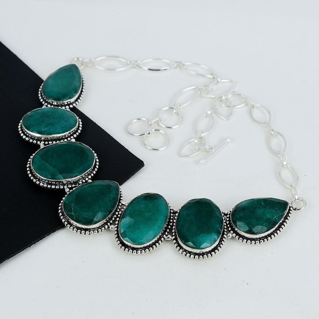 Изящное ожерелье из стерлингового серебра 925 пробы с изумрудом и драгоценными камнями, колье из изумрудного серебра для жены, ожерелье унисекс, подарок на День благодарения