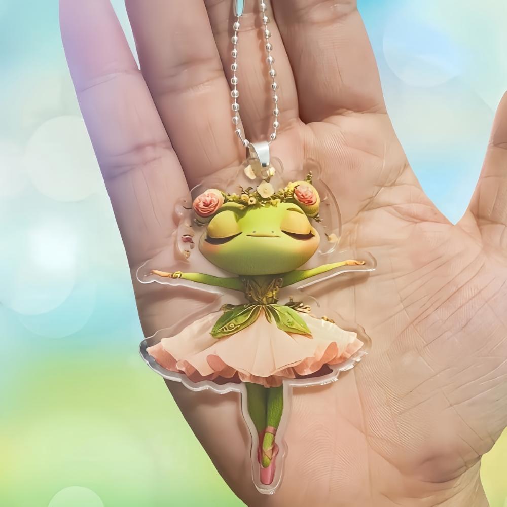 Милый брелок для ключей в виде танцующей лягушки из акрила, многофункциональный 2D-кулон для зеркал автомобиля, рюкзаков и праздничных украшений, для подарков на Рождество или день рождения