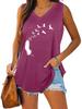 Women Fashion V Neck Tank Top Summer Casual Printed Sleeveless Top