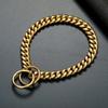 Durable Encryption Dog Ring Metallic Dog Collar Cuban Chain Golden Chain Pet Dog Necklace
