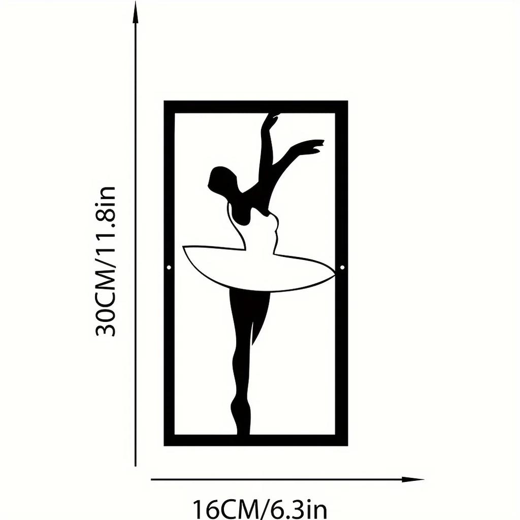 1pc Ballerina Metal Wall Art Rectangle Ballet Dancer Wall Decor Elegant Home & Room Hanging Stylish Dancer Metal Art Decoration
