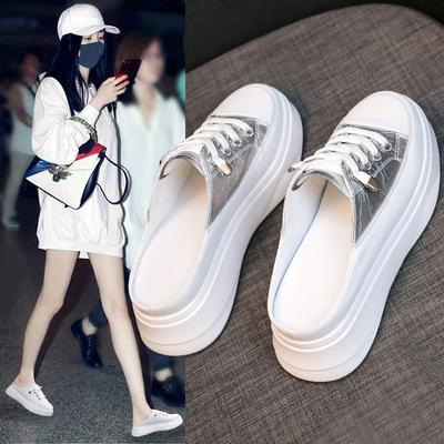 Baotou Xiaobai полутапочки женская новая верхняя одежда интернет знаменитость толстый низ кекс без каблука ленивый внутри увеличивающие сандалии