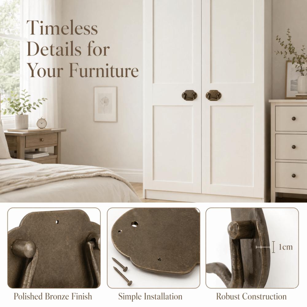 2PCS Bail Drawer Pull Handle Flat Antique Drawer Pull Vintage Cabinet Pull Handle Cabinet