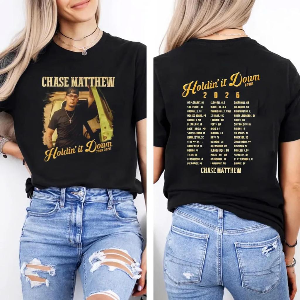 2026 Chase Matthew Holdin' It Down Tour T-shirt, Unisex Cotton Shirt, Singer Shi
