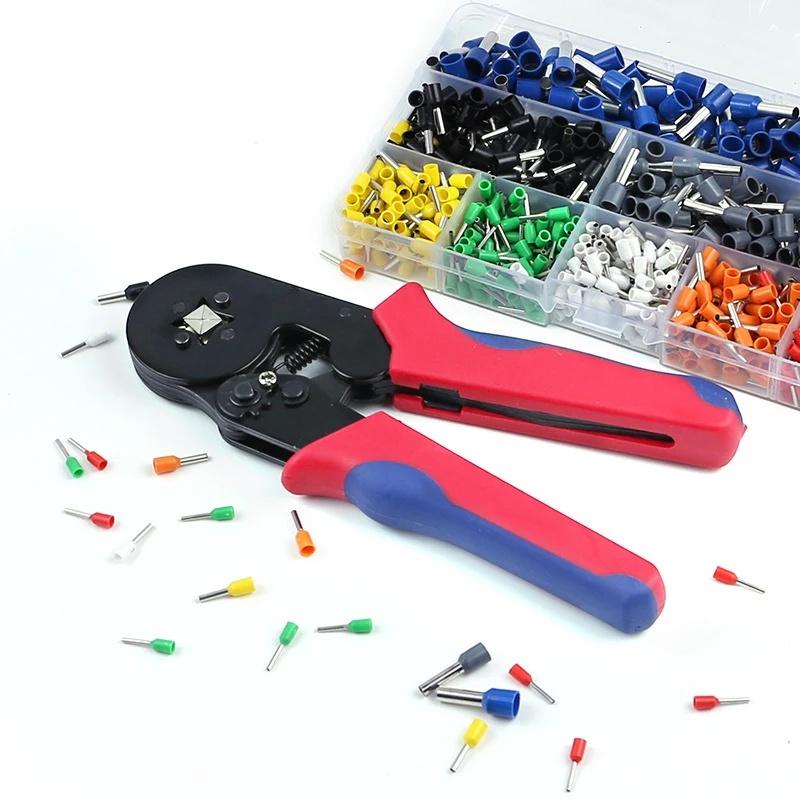 HSC86‑1A Wire Ferrule Crimping Tool Kit, 11‑7AWG Crimper with 1111Pcs Terminal Connectors Electrician Hand Tool