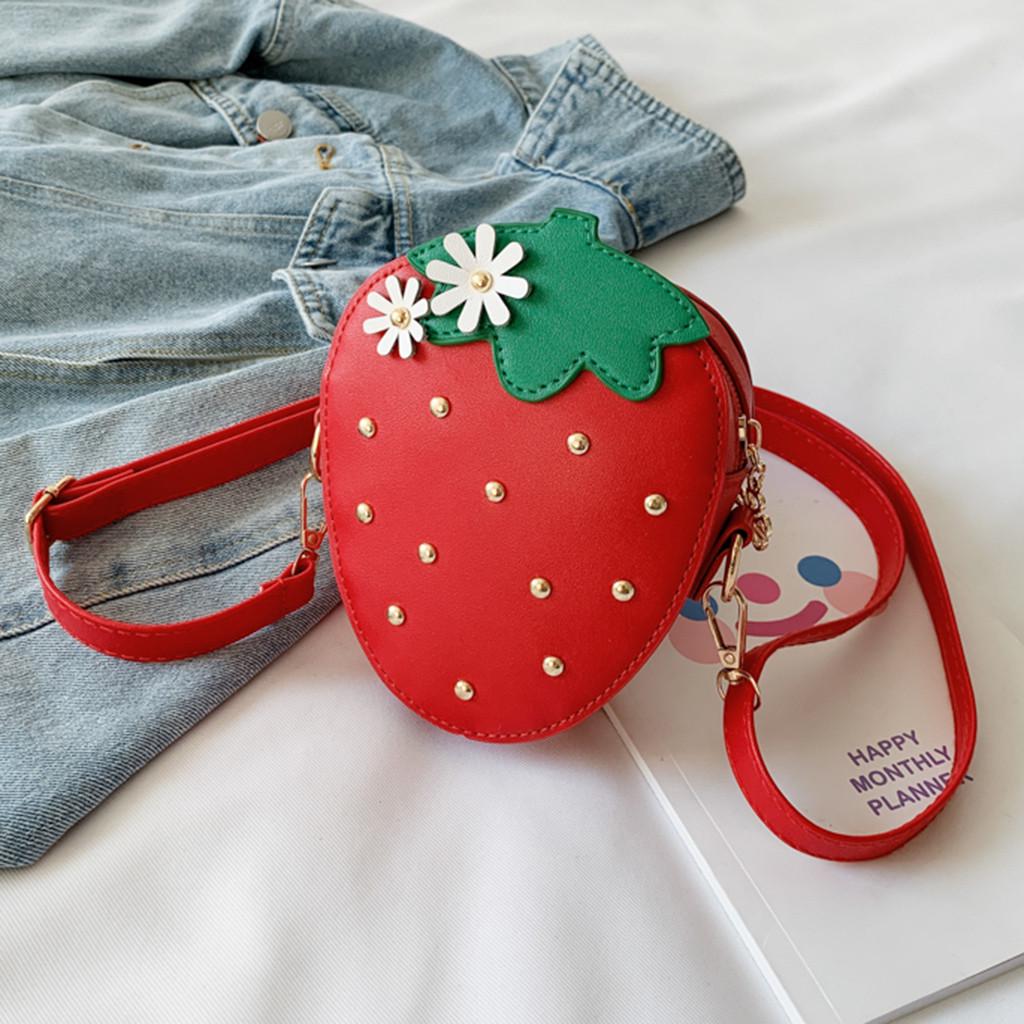 Kids Children Girls Cute Cartoon Strawberry Messenger Crossbody Shoulder Bags
