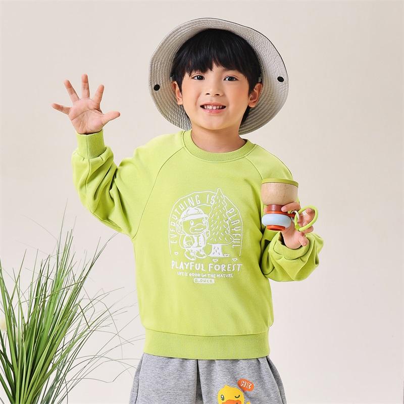 B. Duck Little Yellow Duck Children's Wear Boys' Casual Top New Autumn Round Neck Hoodie