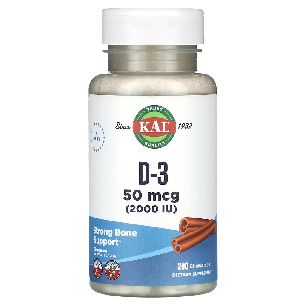 D-3, Cinnamon, 50Mcg(2,000Iu), Chewable 200 Tablets