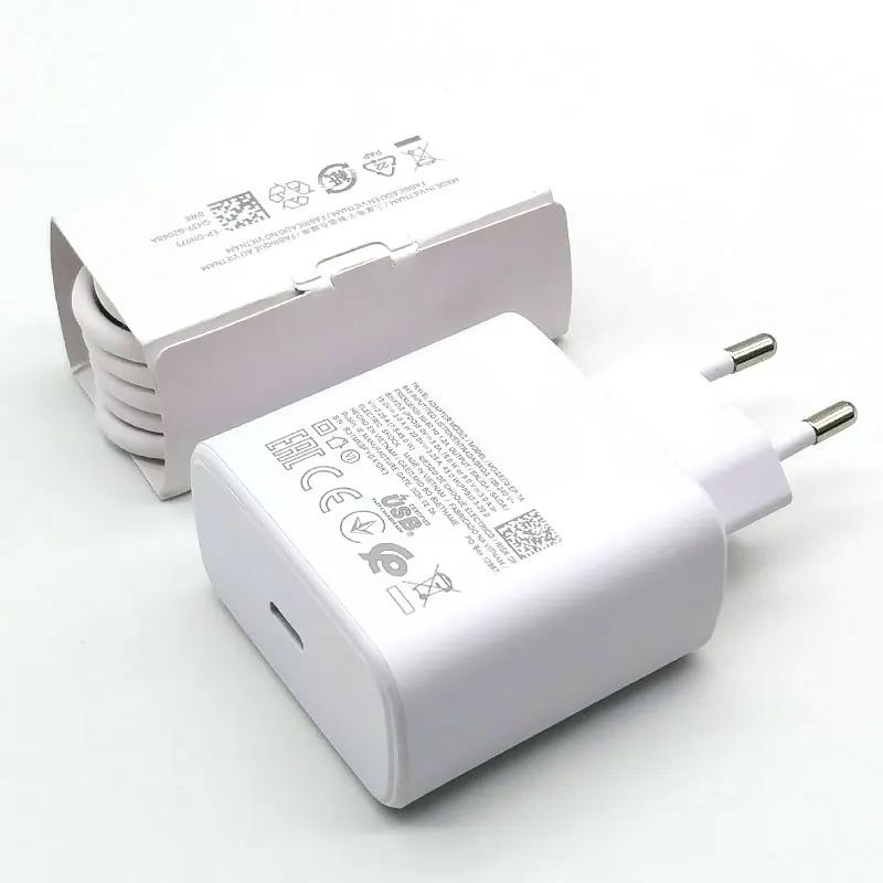 Зарядное устройство 45 Вт USB Type C Fast Chargeur Cargador Samsung Power Adapter Cable Galaxy S25 S24 Ultra S23 S22 S20 S21 FE A55 A56 Tab S9 + S8 S7