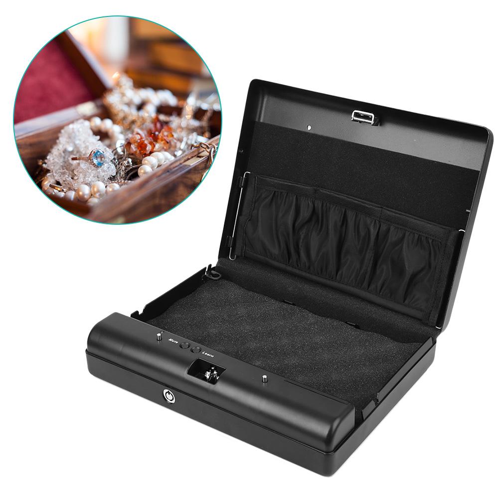 Portable Safe Valuables Jewelry Storage Box Digital Password and Spare Key Lock
