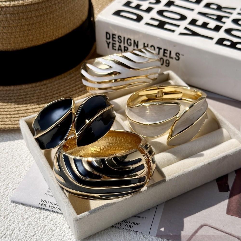 Gold Plated Color Enamel Cuff Bracelet Irregular Design Statement Jewelry Bracelet for Women